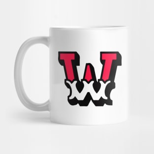 Monogram W - Alphabet Scrapbooking Red/White Circus Style Mug